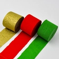 Rouleaux de papier crépon doré rouge et vert avec texture plissée pour la fête - 4,5 cm * 25 m (rouleaux de papier crépon de Noël, lot de 3)