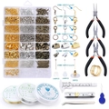 DIY jewelry making kit with pliers, metal findings, and colored wires in a storage box - Set 1 (1321Pcs with Tools & Wires)
