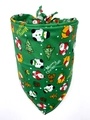 Detail of green cotton dog bandana with Merry Christmas print and holiday patterns - M / Christmas Green (BA020)