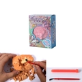 Unicorn dig kit toy with blue gift box, clay block, tools, and glow in the dark figure - Unicorn Dig Kit Single Pack