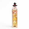 Adorno LED XMAS de madera muñeco de nieve con sombrero de copa y cinta festiva a cuadros - Muñeco de nieve
