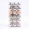 Detailed set of 36 champagne gold Christmas ornaments with matte and glitter finishes - 36Pcs/4cm / Champagne