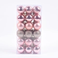Pink Christmas ball ornaments set with glitter and matte finishes in a clear PVC box - 36Pcs/4cm / Rose Gold