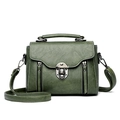 Vintage dark green crossbody bag with textured leather, flap closure and metal buckle - Green