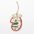 Ornamento natalizio a guanto in legno fatto a mano con scritta Let it snow e corda - Albero di Natale