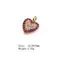 Golden heart charm pendant with red and white zircons for necklaces and bracelets - 1# Red White Zircon Heart