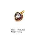 Golden heart charm with central white zircon and colorful crystal accents, 8x10.5mm size - 13# Colorful Heart
