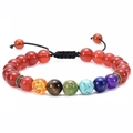 Adjustable woven bracelet featuring natural tiger eye, turquoise and amethyst beads - Mixed Colored Ore Adjustable Braided Bracelet
