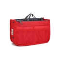 Roter Organizer-Tascheneinsatz aus Nylon mit vielen Taschen, Griffen und Reißverschluss - Groß / Rot