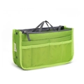 Grass green nylon handbag organizer insert with mesh pockets and top zipper - Large / Green