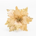 Golden Christmas poinsettia artificial flower with sparkling sequins and glitter finish - Gold