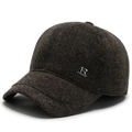Casquette d'hiver en laine pour hommes avec cache-oreilles en texture marron foncé - Casquette de baseball / Marron