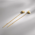 Eleganti orecchini a catena con cuore in argento s925 con finitura dorata e goccia lunga - Oro