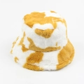Cappello bucket invernale in peluche con motivo mucca dorato e design a tesa larga - Regolabile / Giallo
