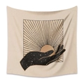 Bohemian tapestry featuring mystical black hand and golden sun on beige fabric - 73X95CM Brushed Style / Mld (48)-Hands Sun Astrology
