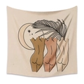 Bohemian tapestry featuring line art women and palm leaves in a minimalist beige style - 73X95CM Brushed Style / Mld (44)-Women Back Silhouettes