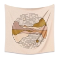 Bohemian tapestry with sun and mountain abstract geometric art in warm earth tones - 73X95CM Brushed Style / Mld (58)-Round Geometric Landscape