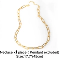 Classic golden paperclip chain necklace for women, 17.7-inch minimalist link jewelry - Gold Paperclip Chain (No Pendant)