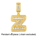 Detailed view of hip hop style letter Z pendant with gold plating and iced out cubic zirconia - Gold Letter Z Pendant (No Chain)