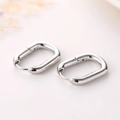 Classic 925 sterling silver geometric rectangular hoop earrings with a polished finish - Silver