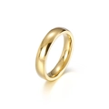 Gepolijste 4mm gouden roestvrijstalen ring met ronde zirkoon voor bruiloft of paren - US 6 / Eenvoudige Band Stijl / Goud Kleur Herenring (KR20059-D)