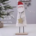 Handmade Santa Claus felt figurine with star on wooden base, height 31cm decor - Santa Claus Figurine / White