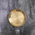 Nordic vintage golden metal tray with a 17cm diameter and brushed circular texture - Storage Round Tray / 17cm / Gold