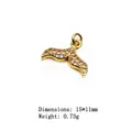 18K gold plated fish tail charm with micro-set zircon stones for jewelry making - Style 6# Fish Tail
