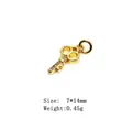 Gold-plated brass key charm with cubic zirconia inlay, size 7x14mm and weight 0.45g - Style 8# Key