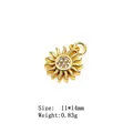 Golden sun pendant with cubic zirconia inlay, size 11x14mm and weight 0.83g - Style 3# Sun Starburst