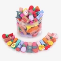 Colorful cartoon animal and fruit hair clips set for toddlers in a clear storage jar - Cartoon Fruit & Veggie B 26pcs Boxed