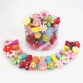 Buntes Kinder-Haarspangen-Set mit Blumen- und Fruchtmotiven in einer runden Dose - Blumenstil 26 Stück Boxed