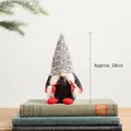 Plush Christmas gnome ornament with grey plaid hat and red boots, height approx 18cm - Style K-Gnome Girl with Braids Gray Plaid Hat