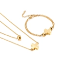 Elegant golden double-layer stainless steel cross pendant necklace and bracelet set - Gold (KS135422-Z)
