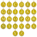 Golden alloy charms with yellow enamel 26 English letters A-Z for DIY necklaces - Letter A / Round / Yellow