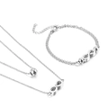 Silver infinity necklace and bracelet set with double layers and beads on white background - Steel Color (KS135458-Z)