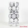 Set of 24 silver 6cm Christmas ornaments with matte, glossy, and glitter finishes - 6cm (Pack of 24) / Silver