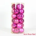 Set di palline di Natale da 6cm in rosso rosa lucido in confezione cilindrica - 6cm (Confezione da 24) / Rosa Rossa