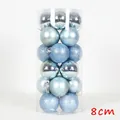 Palline di Natale da 8 cm in azzurro e argento in un tubo cilindrico trasparente - 8cm (Confezione da 24) / Azzurro