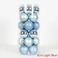 Set di palline di Natale azzurre da 6 cm con finiture opache e lucide in cilindro - 6cm (Confezione da 24) / Azzurro