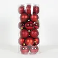 Set palline di Natale rosse 8cm con finiture glitter, opache e lucide in tubo cilindrico - 8cm (Confezione da 24) / Rosso