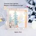 Hölzerne Schneemann Weihnachts-Leuchtbox mit LED-Beleuchtung und Winter-Thema - Schneemann / Ca. 23x23cm