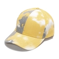 Detail view of yellow tie-dye baseball cap with cotton twill texture and multi-line stitching - 56-60cm Adjustable / Yellow