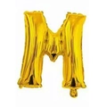 16-inch metallic gold foil balloon in uppercase letter M shape for wedding party decor - Bright Gold M