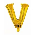 Single 16-inch metallic gold letter V foil balloon for wedding party decorations - Bright Gold V