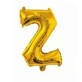 Shiny gold 16 inch foil balloon shaped like the number 2 for wedding decorations - Bright Gold Z