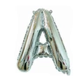Single 16-inch metallic silver foil balloon in capital letter A for party decor - Bright Silver A
