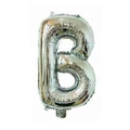 Single 16-inch silver letter B foil balloon for wedding party decor on white background - Bright Silver B