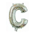 Single 16-inch silver foil balloon in C-letter shape for personalized party decoration - Bright Silver C