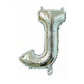 Silver letter J shaped foil balloon with metallic finish for wedding and party decoration - Bright Silver J